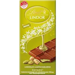 Lindt LINDOR Pistazie 100 g - Vollmilch-Schokolade mit zartschmelzender Pistazienfüllung
