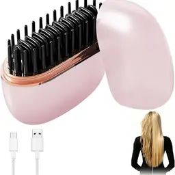 Kabelloses Mini Glätteisen & Glättbürste 2-in-1, 3 Temperaturstufen, Schnelles Aufheizen, Reise geeignet