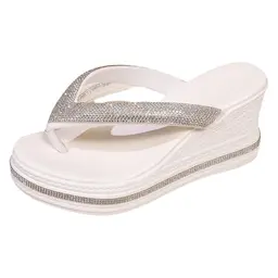 ZTFYKLIN Damen Flip-Flops mit Fußgewölbeunterstützung - Modische Keilsandalen für den Strand (Weiß, 41)
