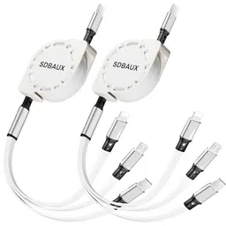 SDBAUX 3in1 USB C Multi-Ladekabel, Aufrollbar für Samsung, iPhone, Google, LG