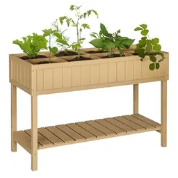 Outsunny Hochbeet mit 8 Fächern, aus Holz, wetterbeständig, für Garten und Balkon, 120 x 60 x 81 cm