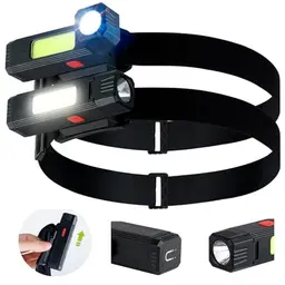 Lanlelin 2er Set Mini LED Stirnlampe, USB Wiederaufladbar, Wasserdicht mit 3 Lichtmodi für Camping und Notfälle