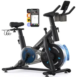 MERACH Heimtrainer Fahrrad - Magnetischer Widerstand, Leiser Betrieb, LCD-Monitor, Indoor Cycling mit Hantelrack und Tablet-Halter