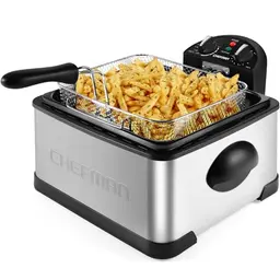 Chefman 4,3L Fritteuse mit Timer, XXL Größe für Hähnchen, Garnelen & Chips, abnehmbarer Ölbehälter