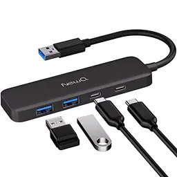 Dünner USB Hub mit USB-C und 2x USB-A, kompakter Adapter für Laptop, PS4, Xbox und mehr – leicht und tragbar