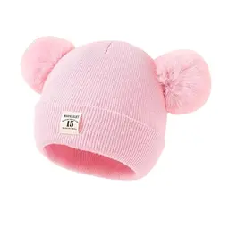 RevpoltIQ Bommelmütze für Babys - Warme Winter Beanie für 0-12 Monate (Rosa)