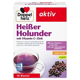 Doppelherz Heißer Holunder - Vegan - Vitamin C und Zink für das Immunsystem - 10 Beutel