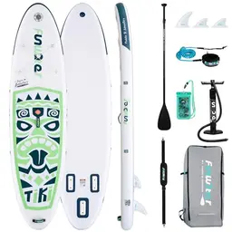 FunWater Aufblasbares Stand Up Paddleboard mit Pumpe und Zubehör für Erwachsene und Kinder (Tiki-Hellgrün)