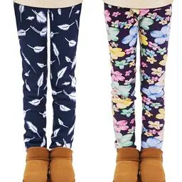 Ruisita 2er-Pack warme Winter-Leggings für Mädchen, knöchellange Fleece-gefütterte Stretchhosen