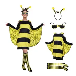 DUDUMILA Bienen Kostüm für Erwachsene – Damen Faschingskostüm mit Socken, Haarreif & Sonnenbrille, Tierkostüm für Karneval & Party, XL