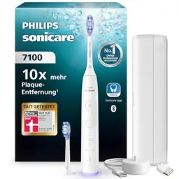 Philips Sonicare 7100 Elektrische Zahnbürste mit App, 4 Putzmodi und 3 Intensitäten, Druckkontrolle, EasyStart, Timer, weiß