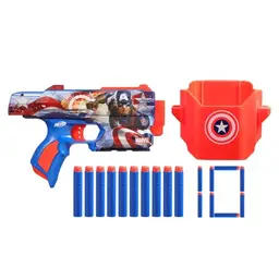 Nerf Marvel Captain America Dart-Blaster mit 10 Schaumstoff-Darts und Holster, ideales Geschenk für Outdoor-Spielspaß