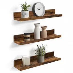 VASAGLE Hängeregal 3er Set, 38 cm - Rustikales Braun für Dekoration und Küche