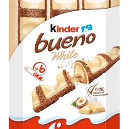 Kinder Bueno White 6er – Waffel-Riegel mit weißer Schokolade und Milch-Haselnuss-Creme – Süßigkeiten für Karneval – 117g