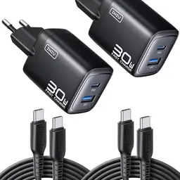 INIU 30W USB C Ladegerät 2-Pack mit Kabel – Schnellladung für iPhone 17, iPad Pro, MacBook Air und Galaxy S25