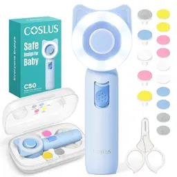 COSLUS C50 Baby Nagelpflegetechnik, elektrisches Nagelset mit 360° LED-Licht, 16-in-1 für Neugeborene, für Zuhause & unterwegs