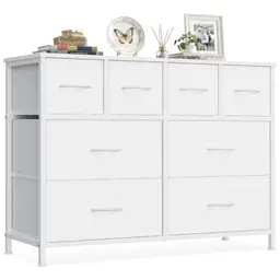 SONGMICS Kommode mit 8 Schubladen, Wolkenweiß, 98,7 x 30 x 74,7 cm, BELLAH Kollektion