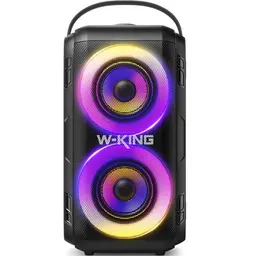 W-KING Bluetooth Lautsprecher 80W IPX5 mit LED, 24h Akku, USB, TF, AUX, EQ