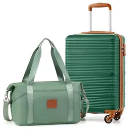 COOLIFE Handgepäck Koffer 55 cm + Reisetasche für Ryanair & Easyjet mit 4 Spinner Rädern und TSA-Schloss