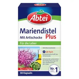 Abtei Mariendistel Plus mit Artischocke - Unterstützt die Leberfunktion und Fettverdauung - 30 Kapseln