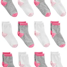 Simple Joys by Carter's 12-Pack Unisex Infant & Toddler Socks, Grau/Rosa/Weiß, 0-6 Monate