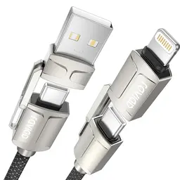 RAVIAD 4-in-1 Multi USB Kabel [1M] Nylon Schnell-Ladekabel für iPhone, Android, Samsung, Huawei
