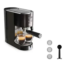 Krups Virtuoso+ Espresso-Siebträgermaschine, 15 bar, Schwarz/Edelstahl