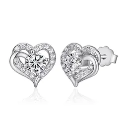 CRYSLOVE Herz Ohrringe Damen 925 Silber Rosegold Ohrstecker mit Zirkonia - Geschenk für Weihnachten, Valentinstag, Geburtstag