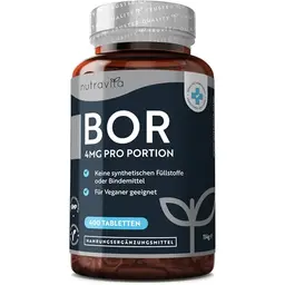 Boron 4mg - 400 Tabletten - 13 Monate Vorrat - Veganfreundlich - Laborgeprüft von Nutravita