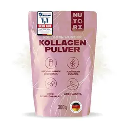 NUTORI Kollagen Pulver 300 g - Typ I & III, hochwertig, weidegehalten, in Deutschland produziert