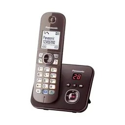 Panasonic KX-TG6821GA DECT Schnurlostelefon mit Anrufbeantworter, strahlungsarm, Eco-Modus, mocca-braun