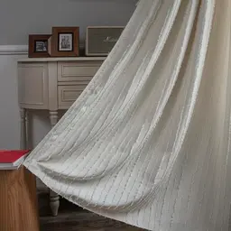 Tospass Boho Vorhang Set 2er Beige Weiß, Blickdicht mit Stickerei, Vintage Mikrofaser 140x200 cm