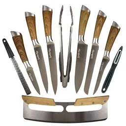 SanheKit 11-teiliges Küchenmesser-Set aus deutschem Stahl - Chefmesser, Brotmesser, Allzweckmesser, Pizzaschneider und mehr