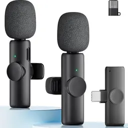 CZOCPOS Kabelloses Lavalier Mikrofon 2er Set für iPhone, Android & iPad, ideal für Video & Podcast, Plug & Play, Schwarz