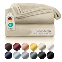 Blumtal flauschige Kuscheldecke 150x200 cm - Beige - Oeko-TEX zertifiziert