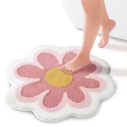 Waschbarer Antirutsch-Blumenteppich für Badezimmer und Kinderzimmer, 22,83 x 22,83 In