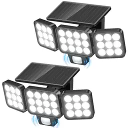 GEARLITE Solarlampen für Außen mit Bewegungsmelder - 2 Stück, 120 LED Solarleuchten, IP65 wasserdicht, 3 Modi