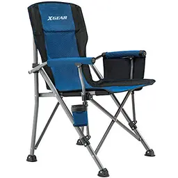 XGEAR Klappstuhl, tragbar mit Getränkehalter und Tasche, für Outdoor, Angeln, Festival, Picknick (blau)