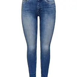 ONLY Damen Jeans ONLBLUSH MID SK ANK RW - Medium Blue Denim, Größe L/30L