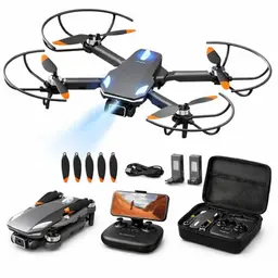 Faltbare Drohne mit 1080P HD Kamera für Kinder, RC Quadcopter, 2 Akkus, Spielzeuggeschenk (Schwarz)