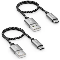 deleyCON USB-C Kabel Set (2 Stück, 30 cm) – Kurz Nylon Ladekabel für Handy & Smartphone