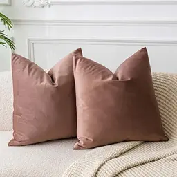 JUSPURBET Samt-Kissenbezüge 65x65 cm 2er-Set für Wohnzimmer und Schlafzimmer - Weiche Kissenhüllen mit Reißverschluss