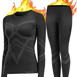 UNIQUEBELLA Damen Thermo Unterwäsche Set - Atmungsaktive, antibakterielle Skiunterwäsche für Herbst und Winter