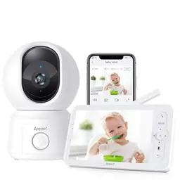 ARENTI Babyphone mit Kamera und 5" Display, 1080P, Nachtsicht, 2-Wege Audio, Temperatursensor