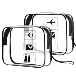 2er Set Transparente Kulturtaschen - Wasserdichte Kosmetiktaschen für Handgepäck