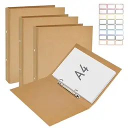 VGECEE 4 Stück Ringbuch A4 Nachfüllbar mit 2 Ringen, Kraftpapier, 23.5 x 31.5 cm, für Schule und Büro