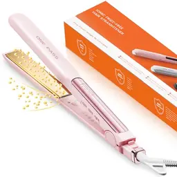 Faszin 2 in 1 Glätteisen für Locken und Glätten, Titanplatten, LCD-Display, 130°C-230°C - Rosa