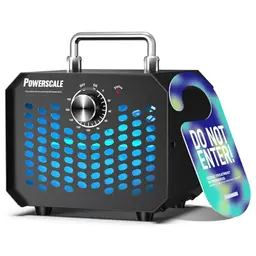 PowerScale Ozongenerator 60.000 mg/h – O3 Geruchsentferner für Zuhause, Auto & Haustiere bis 240m² – Modell OZA1, Schwarz