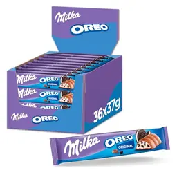 Milka Alpenmilch-Schokoriegel mit Kakaokeks-Stücken und Milchcrème, 36x37g