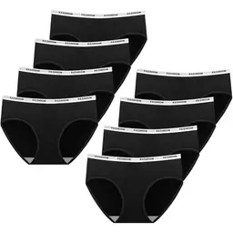 AYBUY Mädchen-Unterwäsche 8er-Pack, Schwarze weiche, bequeme Slips für Jugendliche (8-12 Jahre)